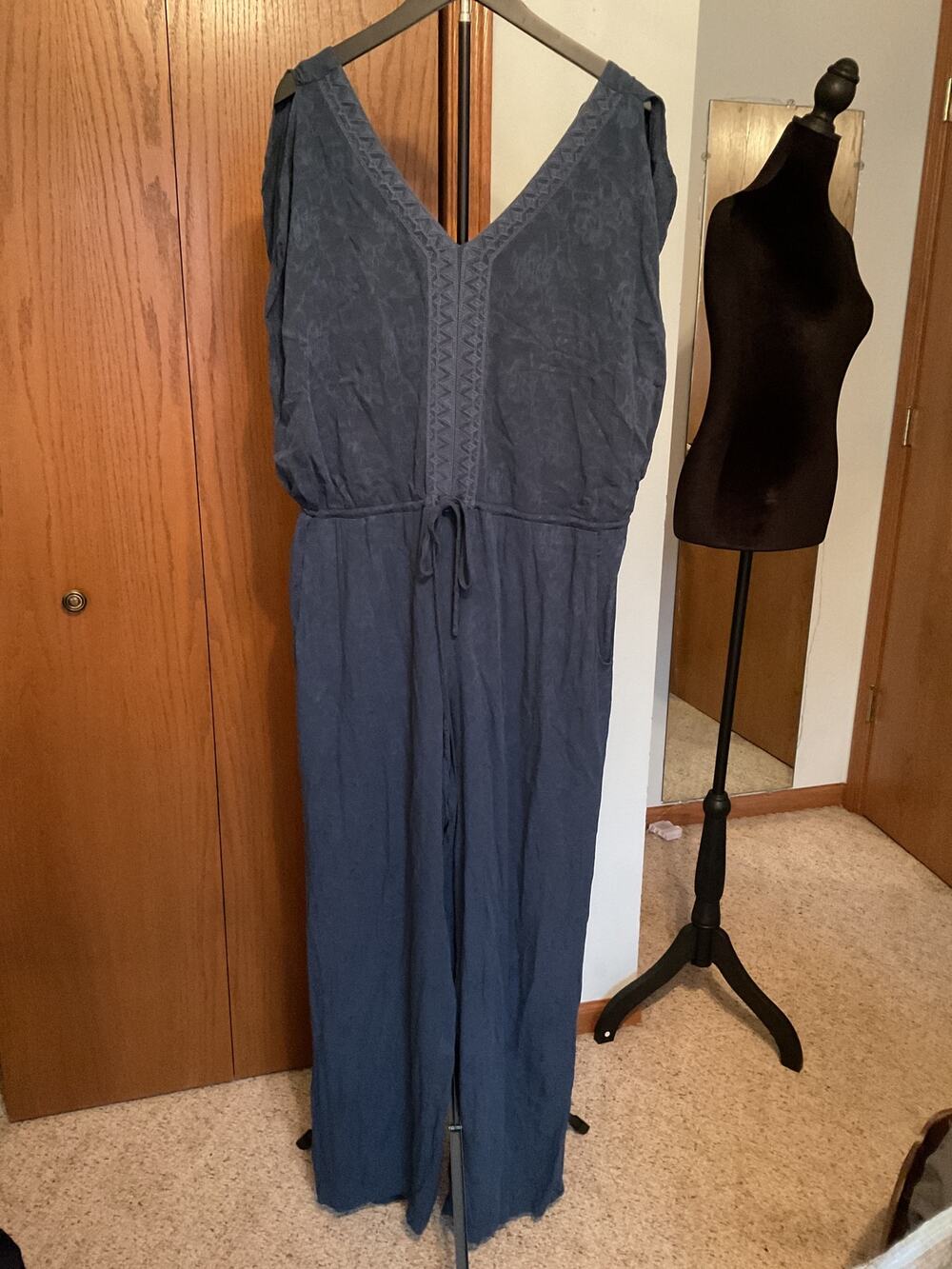Ariat Why Not Blue Embroidered Rayon Dobby Romper Jumper Size L